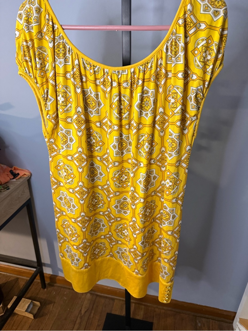 Bright Yellow Geometric Print Sundress PTP 19-31